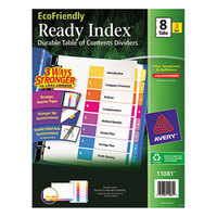 Avery 11081 EcoFriendly Ready Index 8-Tab Multi-Color Table of Contents Divider Set - 3/Pack