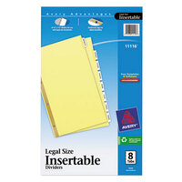 Avery® 11116 Legal Size Buff Paper 8-Tab Clear Insertable Dividers