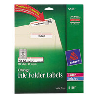 Avery® 5166 TrueBlock 2/3 inch x 3 7/16 inch Orange File Folder Labels - 750/Pack