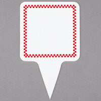 Square Write-On Deli Sign Spear with Red Checkered Border - 25/Pack