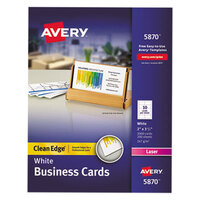 Avery 5870 2 inch x 3 1/2 inch Uncoated White Clean Edge Business Cards - 2000/Pack