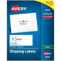 Avery® 5352 2 inch x 4 1/4 inch White Copier Shipping Labels - 1000/Box