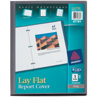 Avery® 11 inch x 8 1/2 inch Gray Lay Flat Report Cover with Flexible Fasteners