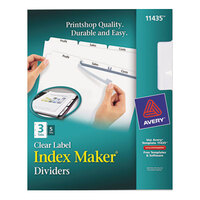 Avery® 11435 Index Maker 3-Tab White Divider Set with Clear Label Strip - 5/Pack