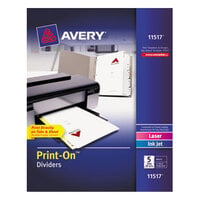 Avery® 11517 Print-On 5-Tab White Divider Set - 25/Pack