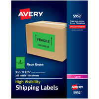 Avery® 5 1/2 inch x 8 1/2 inch Neon Green Shipping Labels - 200/Box
