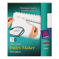 Avery® 11421 Index Maker 5-Tab White Divider Set with Clear Label Strip for Copiers - 5/Pack