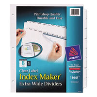 Avery® 11441 Index Maker 8-Tab Extra-Wide Dividers with Clear Label Strips - 5/Pack