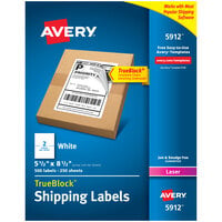 Avery® 5912 TrueBlock 5 1/2 inch x 8 1/2 inch White Shipping Labels - 500/Box