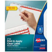 Avery® 12450 Index Maker 8-Tab 3-Hole Punched Plastic Clear Label Dividers - 5/Pack