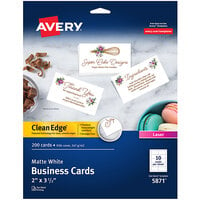 Avery® 5871 2" x 3 1/2" Uncoated White Clean Edge Business Cards - 200/Pack