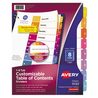 Avery 11133 Ready Index 8-Tab Multi-Color Table of Contents Dividers