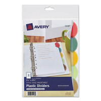 Avery 11118 Style Edge Translucent Plastic 5-Tab Multi-Color Mini Insertable Dividers