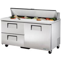 True TSSU-60-16D-2-HC 60 3/8" Refrigerated Sandwich Prep Table with Right Door and Two Drawers