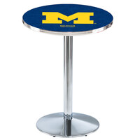 Holland Bar Stool 30 inch Round University of Michigan Pub Table with Chrome Round Base