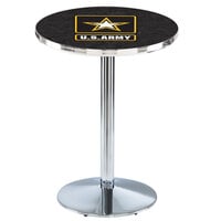 Holland Bar Stool L214C3628Army 30 inch Round United States Army Pub Table with Chrome Round Base
