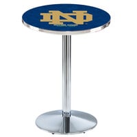 Holland Bar Stool L214C3628ND-ND 30 inch Round Notre Dame University Pub Table with Chrome Round Base