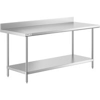 Regency 30 inch x 72 inch 16-Gauge Stainless Steel Commercial Work Table with 4 inch Backsplash and Undershelf