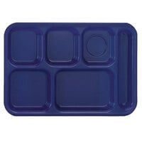 Vollrath 2015-104 Traex® 10 inch x 14 inch Bright Blue Rectangular Right Handed 6 Compartment Polypropylene Tray - 24/Case
