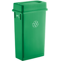 Lavex Janitorial 23 Gallon Green Slim Rectangular Recycling Can and Green Drop Shot Lid