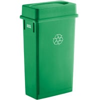 Lavex 23 Gallon Green Slim Rectangular Recycling Can and Green Drop Shot Lid