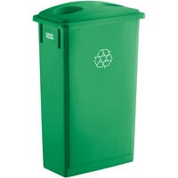 Lavex 23 Gallon Green Slim Rectangular Recycling Can and Green Lid with Holes