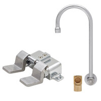 Fisher 73410 Backsplash Mounted Hand Washing Faucet with 12 inch Rigid Gooseneck Nozzle, 0.35 GPM PCA Spray Aerator, Dual Floor Foot Valves, and Elbow