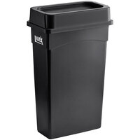 Lavex 23 Gallon Black Slim Rectangular Trash Can and Black Drop Shot Lid
