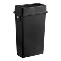 Lavex 23 Gallon Black Slim Rectangular Trash Can and Black Drop Shot Lid