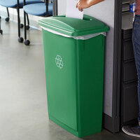 Lavex Janitorial 23 Gallon Green Slim Rectangular Recycle Bin