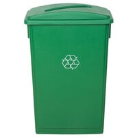 Lavex Janitorial 23 Gallon Green Slim Rectangular Recycling Can and Green Lid with Slot