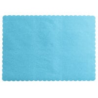 Choice 10" x 14" Sky Blue Colored Paper Placemat with Scalloped Edge   - 1000/Case