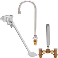 Fisher 73421 Deck Mounted Hand Washing Faucet with Temperature Control Valve, 6 inch Rigid Gooseneck Nozzle, 0.35 GPM PCA Spray Aerator, and Foot Valve