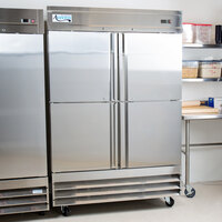 Avantco SS-2F-4-HC 54 inch Stainless Steel Solid Half Door Reach-In Freezer
