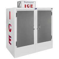 Leer 64AS 64 inch Outdoor Auto Defrost Ice Merchandiser with Straight Front and Stainless Steel Doors