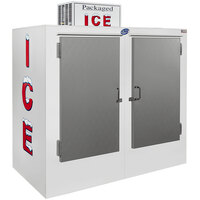 Leer 75CS 73" Outdoor Cold Wall Ice Merchandiser with Straight Front and Stainless Steel Doors