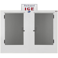 Leer 85AS 84 inch Outdoor Auto Defrost Ice Merchandiser with Straight Front and Stainless Steel Doors