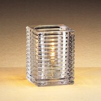 Sterno 80142 4 inch Clear Ribbed Kelly Square Liquid Candle Holder