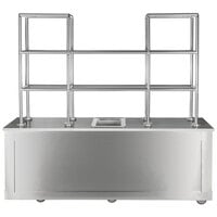 Bon Chef 51014 96 inch x 30 inch x 80 inch Stainless Steel Mobile Back Bar with Glass Shelves