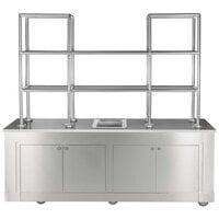Bon Chef 51014 96 inch x 30 inch x 80 inch Stainless Steel Mobile Back Bar with Glass Shelves