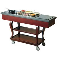 Bon Chef 50064 Traditional 62 inch x 20 inch x 37 inch Mobile Wood Induction Range Cart - 110V
