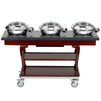 Bon Chef 50063 64 inch x 20 inch x 36 inch x 64 inch x 36 inch Mobile Wood Induction Buffet Table - 110V