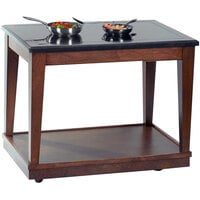 Bon Chef 50073 48 inch x 30 inch x 36 inch Mahogany Station Table with 2 Induction Warmers - 110V