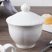 Villeroy & Boch 16-3318-0930 La Scala 7.5 oz. White Porcelain Covered Sugar Bowl - 6/Case
