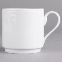 Villeroy & Boch 16-3318-4879 La Scala 9 oz. White Porcelain Stackable Mug with Handle - 6/Case
