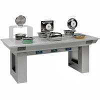 Bon Chef 50180 39 inch x 84 inch Rectangular Mobile Invisible Induction Table with 6 Warming Stoves - 240V