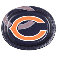 Creative Converting 069506 Chicago Bears 10 inch x 12 inch Oval Paper Platter - 96/Case