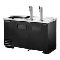 True TDD-2CT-HC 58 7/8" 2 Keg Club Top Direct Draw Kegerator Beer Dispenser with 2 Taps - Black, (2) 1/2 Keg Capacity