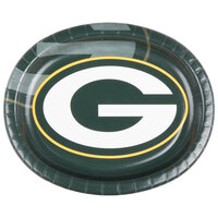 Creative Converting 069512 Green Bay Packers 10 inch x 12 inch Oval Paper Platter - 96/Case