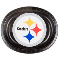 Creative Converting 069525 Pittsburgh Steelers 10" x 12" Oval Paper Platter - 96/Case